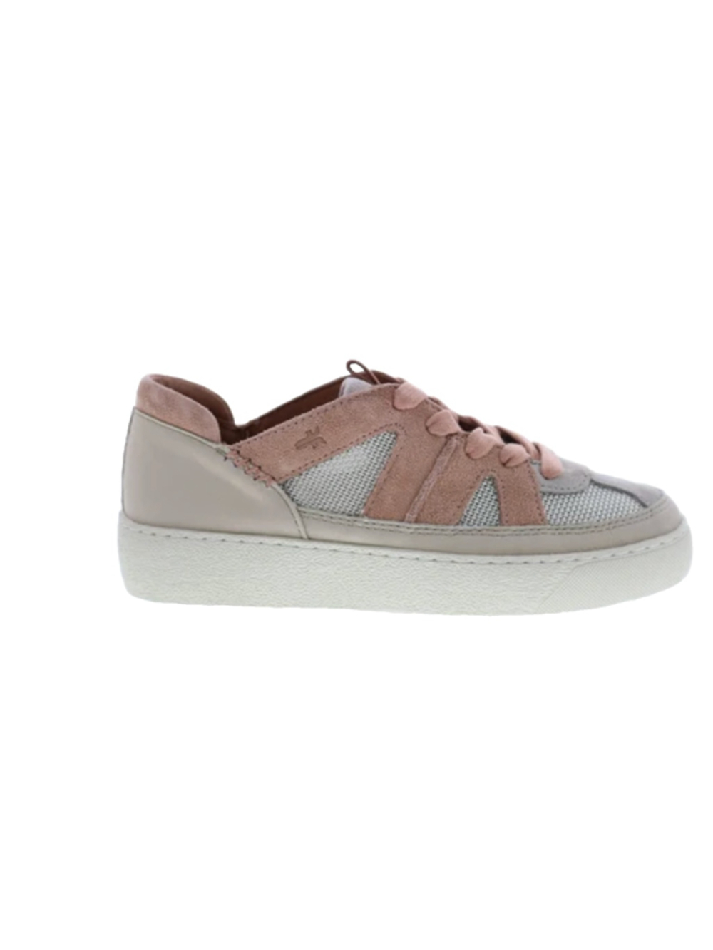 Frye Webster Overlay suede Sz 8 M Low Top Lace up Sneakers Shoe beige/Pink